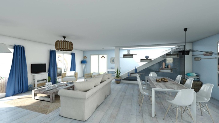 beach house living room designed in HomeByMe