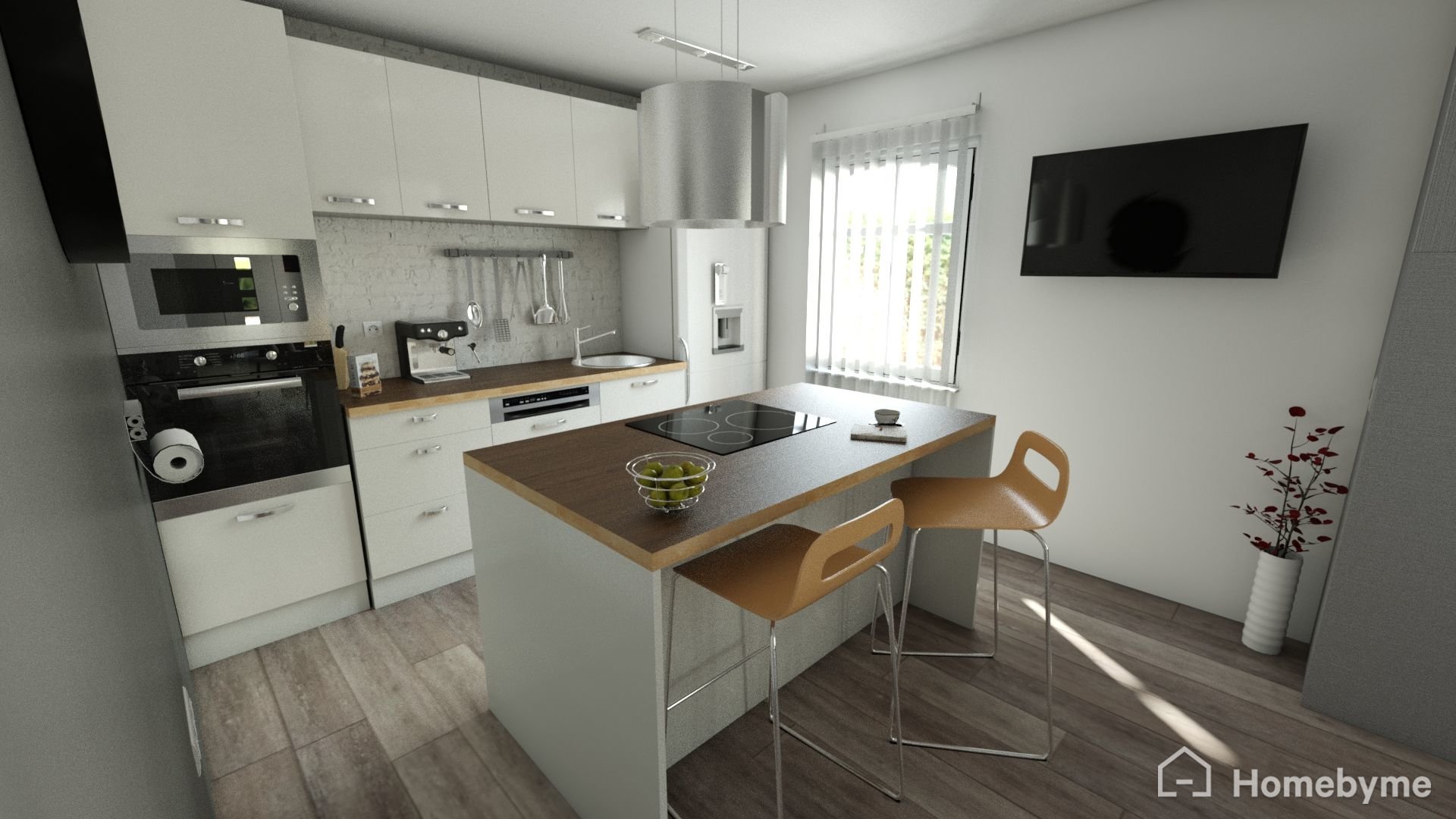 HomeByMe 3D rendering of an apartment kitchen