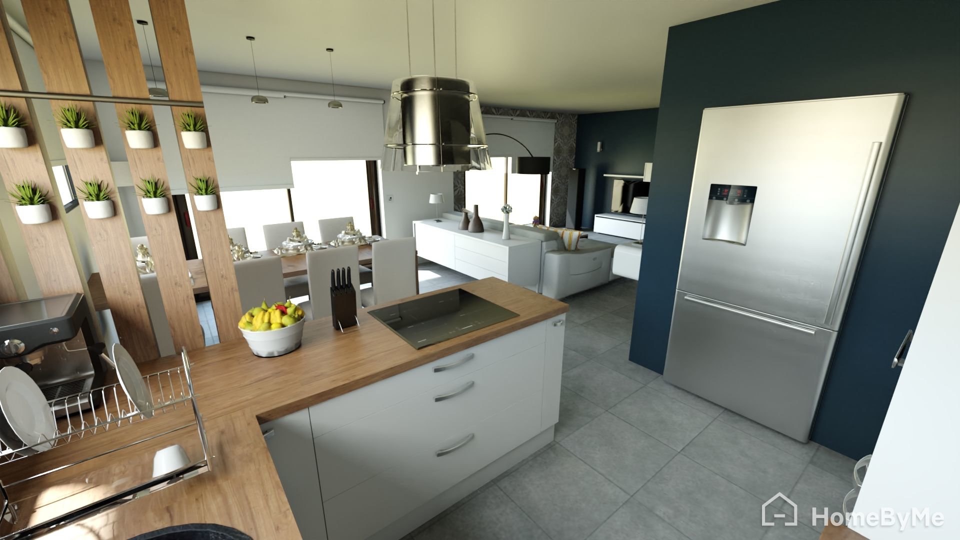 HomeByMe 3D rendering of a multi tenant kitchen